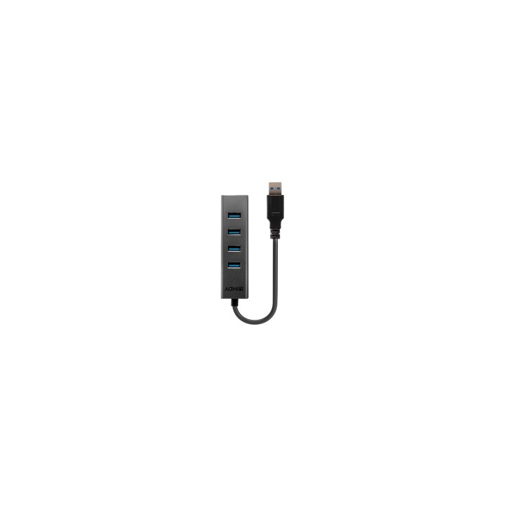 Lindy 43324 hub de interfaz USB 3.2 Gen 1 (3.1 Gen 1) Type-A 5000 Mbit/s Negro