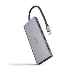 Nanocable Hub USB-C 12 en 1, Conversor USB-C 3.1 a 3xUSB-A 3.2 + USB-C 3.2 + USB-C PD + 2xHDMI 4K@60Hz + DP 4K@60Hz + RJ45