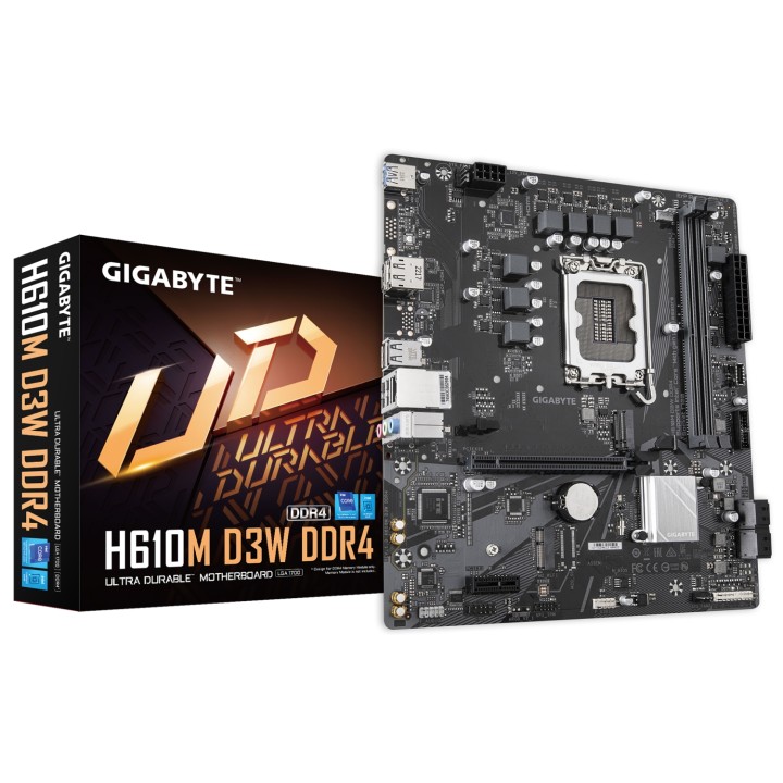 GIGABYTE H610M D3W DDR4 Placa base - Compatible con procesadores Intel Core de 14ª generación, VRM de 5+1+1 fases, hasta 3200
