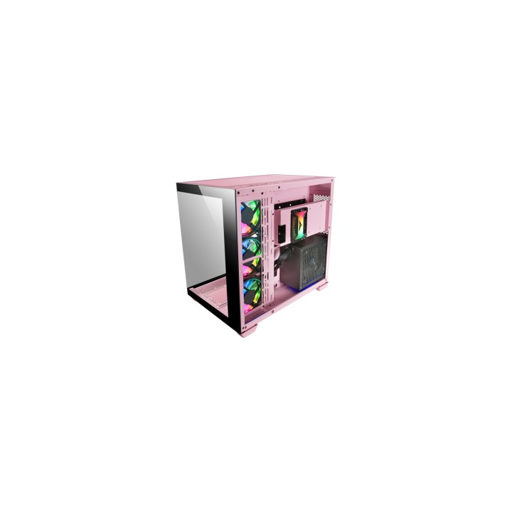 Mars Gaming MCV4 Rosa, Torre Gaming Custom XXL E-ATX, Ventana Cristal Templado Lateral y Frontal Sin Marco, Estructura Modular