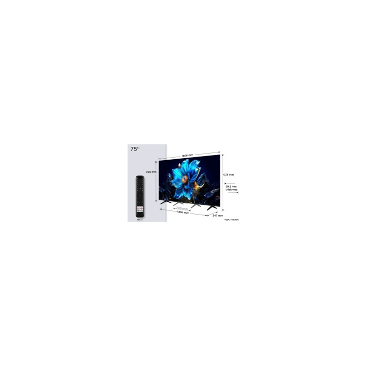 TCL P7K 75P7K Televisor 190,5 cm (75") 4K Ultra HD Smart TV Wifi Metálico 450 cd / m²