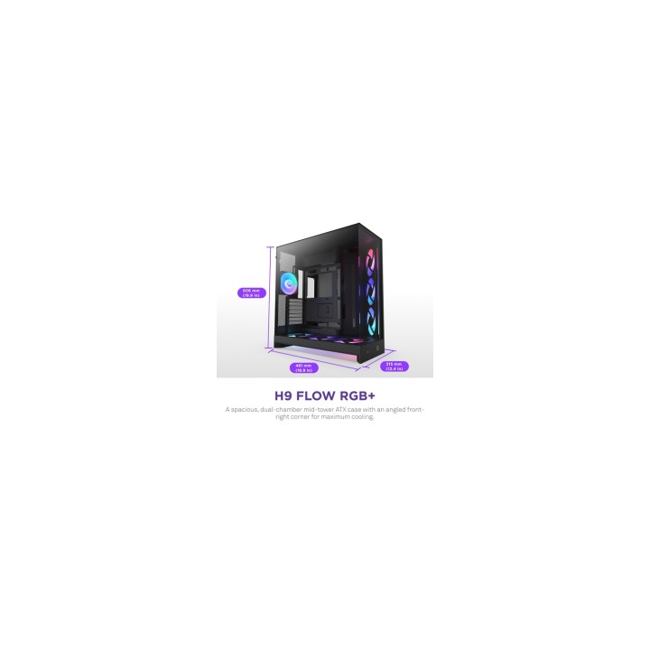 NZXT H9 Flow RGB+ Midi Tower Negro
