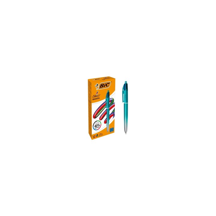 BIC Colors Smooth Negro, Azul, Verde, Rojo Bolígrafo de punta retráctil con mecanismo de giro Medio 12 pieza(s)