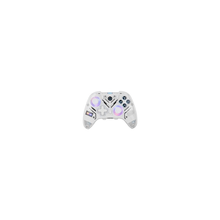 Krom NXKROMKRYSTAL mando y volante Transparente, Blanco Bluetooth/USB Palanca de mando Digital Android, Nintendo Switch,