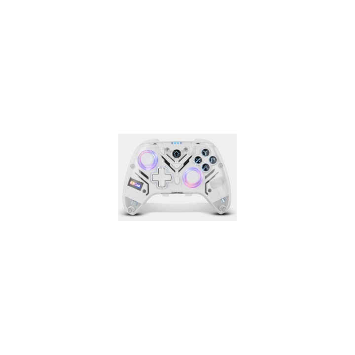Krom NXKROMKRYSTAL mando y volante Transparente, Blanco Bluetooth/USB Palanca de mando Digital Android, Nintendo Switch,