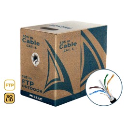 Phasak Bobina de cable de red FTP Cat.6A exterior CCA AWG23 100 m – PHR 681