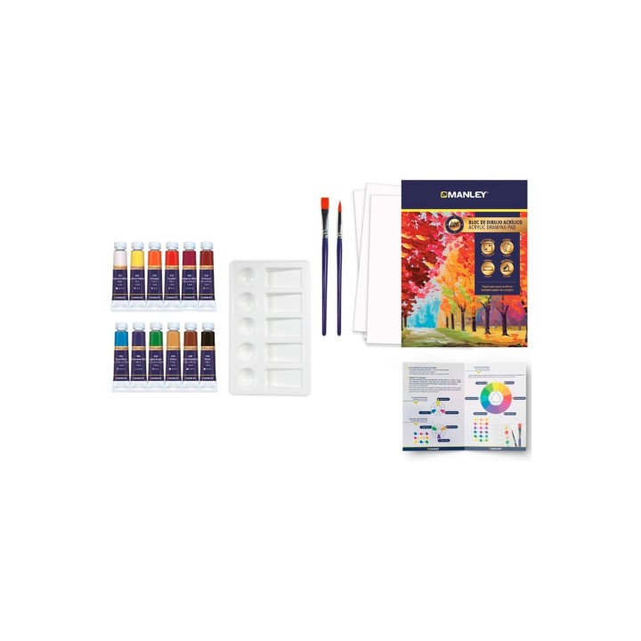Manley Set Pintura Acrílica 16 piezas