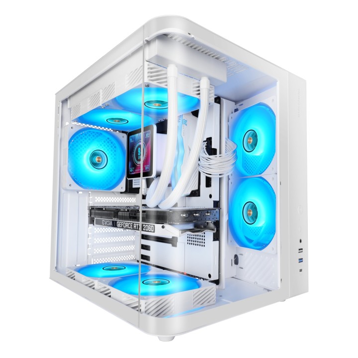 Mars Gaming MC-CURVW Midi Tower Negro, Blanco