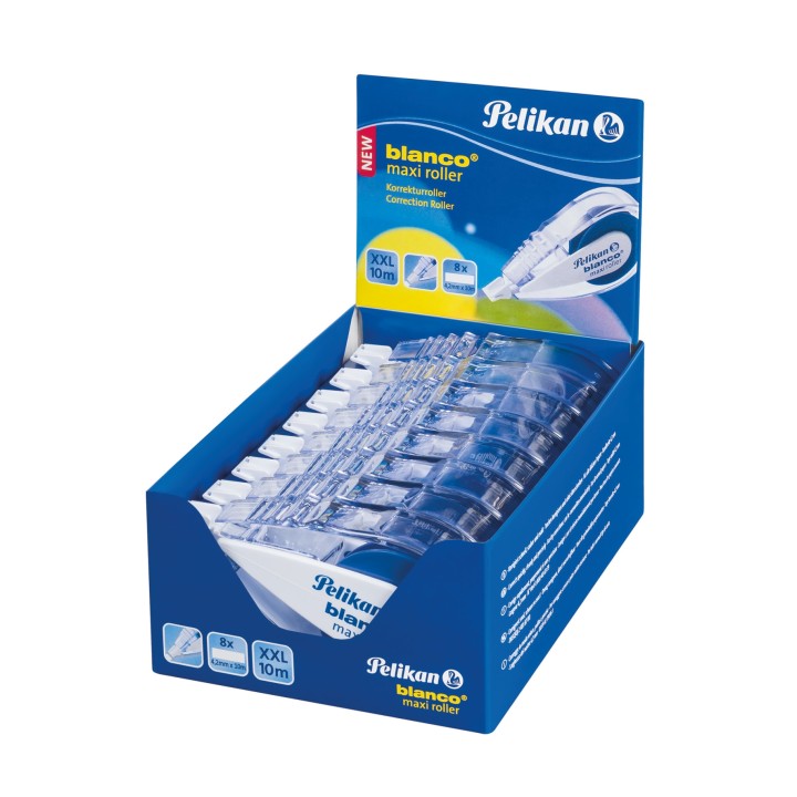 Pelikan blanco Maxi corrección de películo/cinta 10 m Azul, Transparente 8 pieza(s)