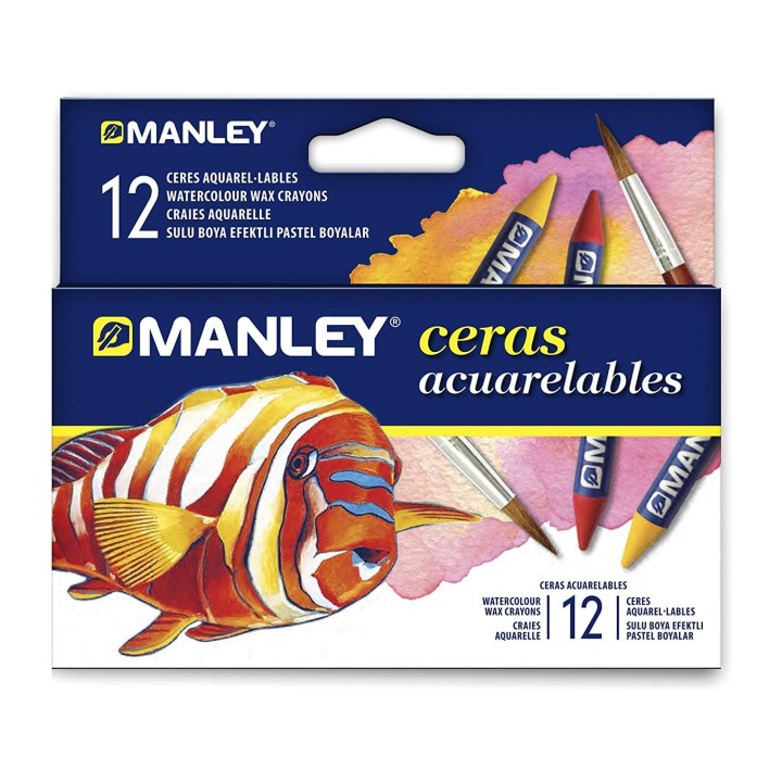 Manley Esctuche 12 Ceras Acuarelables