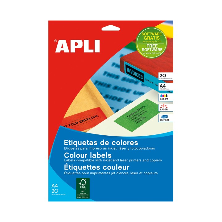 APLI 12993 etiqueta de impresora Rojo Etiqueta para impresora autoadhesiva