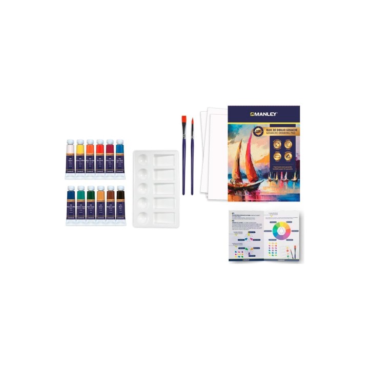 Manley Set Pintura Guiache 16 piezas