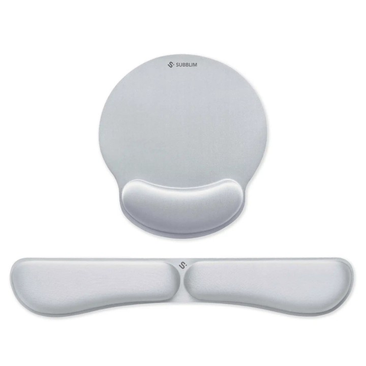 SUBBLIM Pack Ergo Memoryflex – Conjunto de alfombrilla para ratón y reposamuñecas para teclado Plata