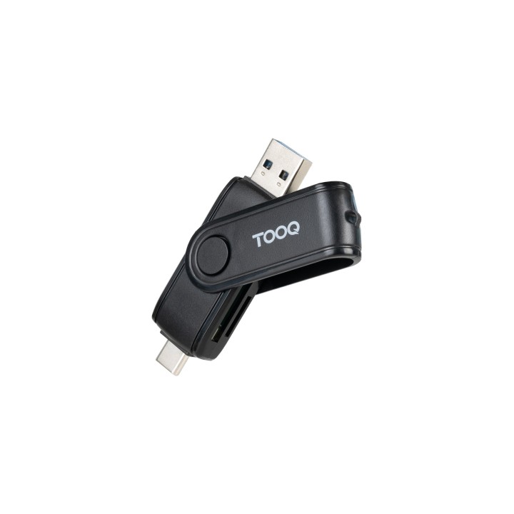 TooQ Lector de Tarjetas USB (USB-C 2.0 + USB A 3.0), SD/TF, Color Negro
