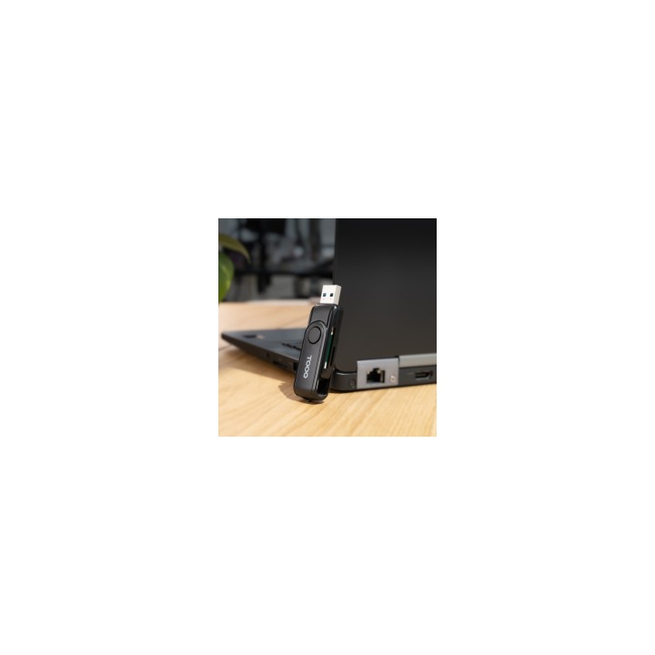 TooQ Lector de Tarjetas USB (USB-C 2.0 + USB A 3.0), SD/TF, Color Negro