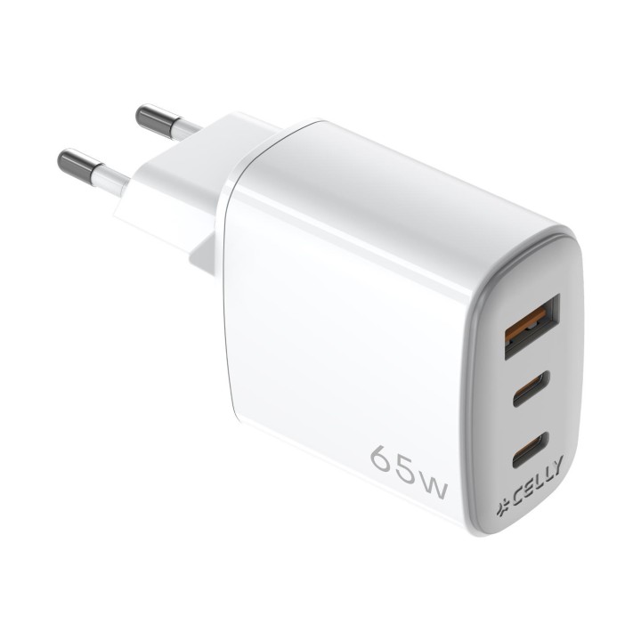 Celly UPTC1USB2USBC65 cargador de dispositivo móvil Smartphone, Tableta, Teléfono Blanco USB Interior