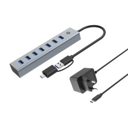 Conceptronic HUBBIES21GP hub de interfaz USB 3.2 Gen 1 (3.1 Gen 1) Type-A 5000 Mbit/s Gris