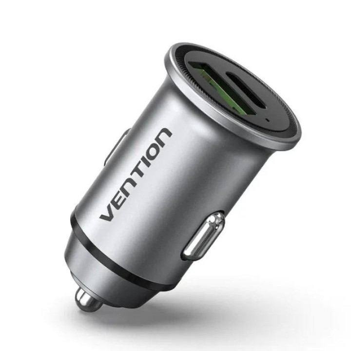 CARGADOR COCHE SMARTPHONE VENTION 20W USB-A USB-C SILVER