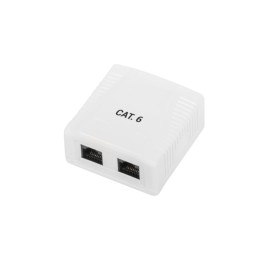 Phasak Cajade superficie 2xRJ45 UTP Cat.6 Dual entrada inferior blanca - PHK 1012