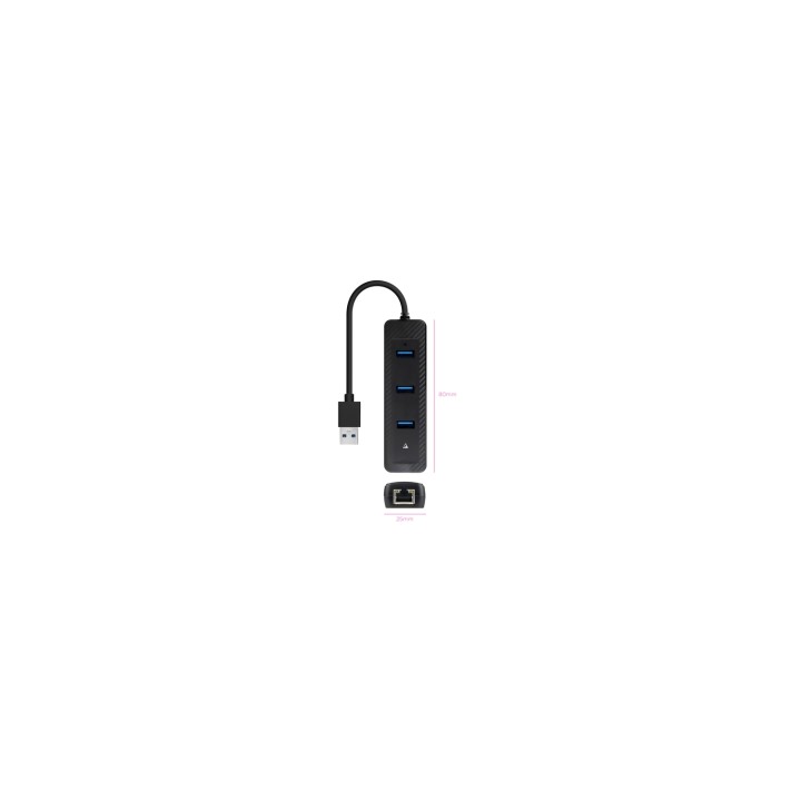 Nanocable Hub USB-A 3.0 a 3xUSB-A 3.0 + RJ45, USB-A/M- USB-A/M-RJ45/H, Negro, 15 cm
