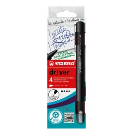 STABILO dr!ver rotulador de punta fina Fino Negro, Azul, Verde, Rojo 4 pieza(s)