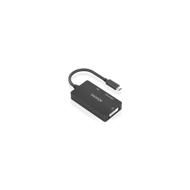 AISENS Conversor USB-C A DVI/HDMI/VGA, USB-C/M-DVI/H-HDMI/H-VGA/H, Negro, 15cm