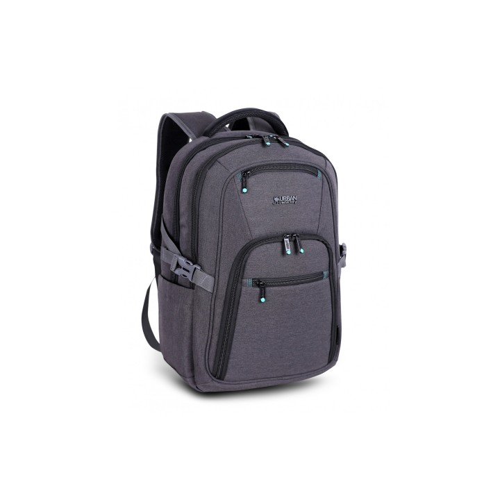 Urban Factory HTE17UF mochila Mochila de viaje Negro, Gris Malla, Poliéster, Plástico reciclado, Acero
