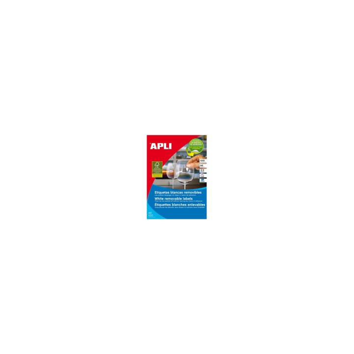 APLI 03052 etiqueta autoadhesiva Plaza Desmontable Blanco 100 pieza(s)