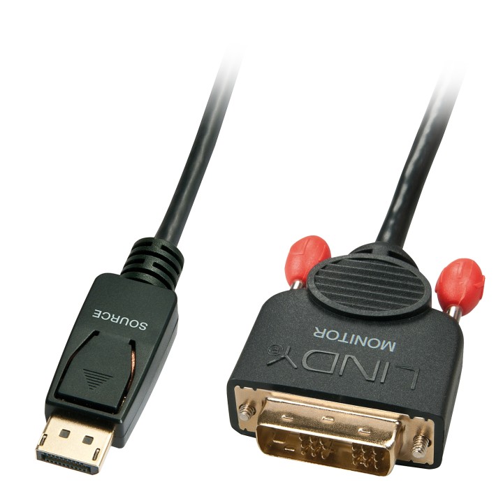 Lindy 41489 adaptador de cable de vÍ­deo 0,5 m DisplayPort DVI-D Negro
