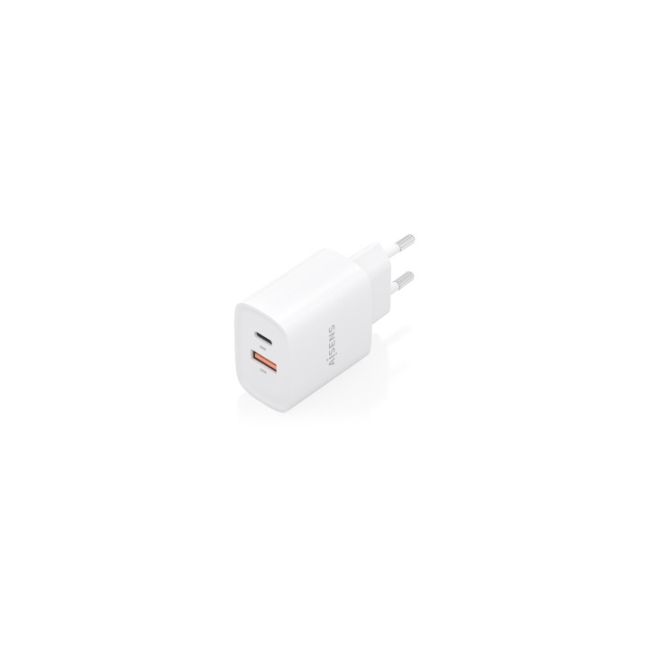 AISENS Cargador GaN 30W, 1xUSB-C PD3.0 QC4.0, 1xUSB-A QC3.0, Blanco