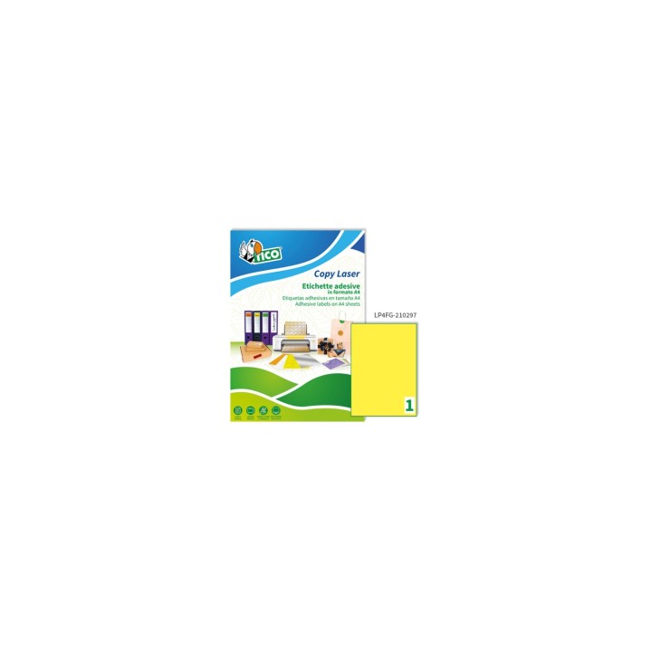 Tico LP4FG-210297 etiqueta autoadhesiva Rectángulo Permanente Amarillo 70 pieza(s)