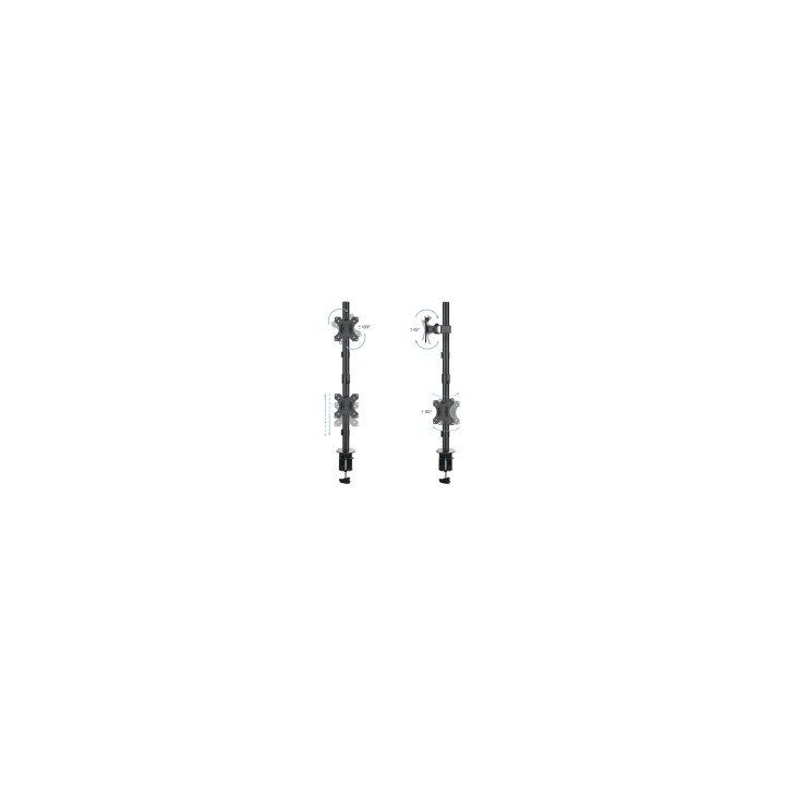 TooQ Soporte de Mesa, Giratorio e Inclinable, Vertical, para 2 Pantallas 13”-32”, Negro