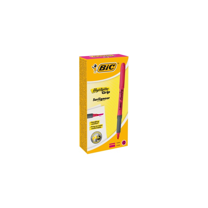 BIC Highlighter Grip marcador 12 pieza(s) Punta de cincel Rosa