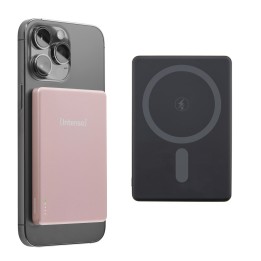 Intenso MW5000 Batería Externa Magnética 5000 mAh – Compatible con MagSafe, Carga Inalámbrica 15W, USB-C PD 20W, Delgada y