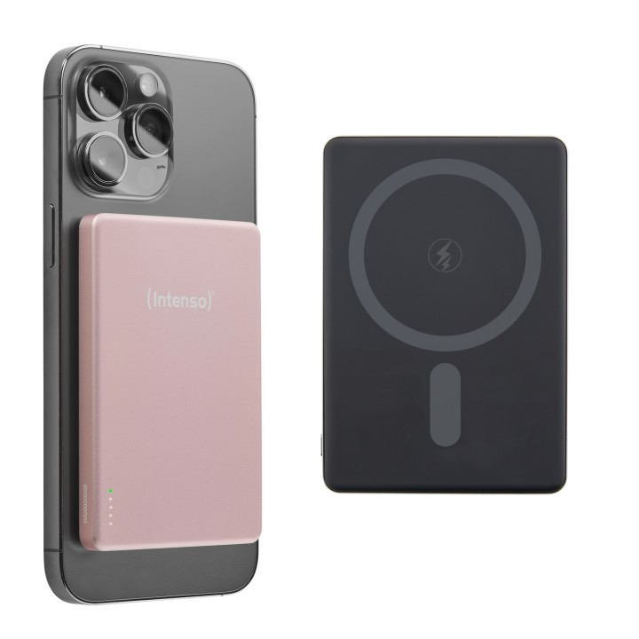 Intenso MW5000 Batería Externa Magnética 5000 mAh – Compatible con MagSafe, Carga Inalámbrica 15W, USB-C PD 20W, Delgada y