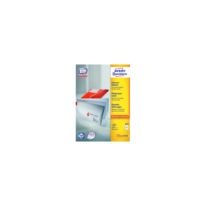 Avery 3652Z etiqueta autoadhesiva Rectángulo Blanco 2100 pieza(s)