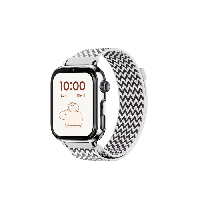 SaveFamily SaveWatch Plus 2 Reloj Inteligente para niños 4G Esfera Plateada correa Tela Zig Zag