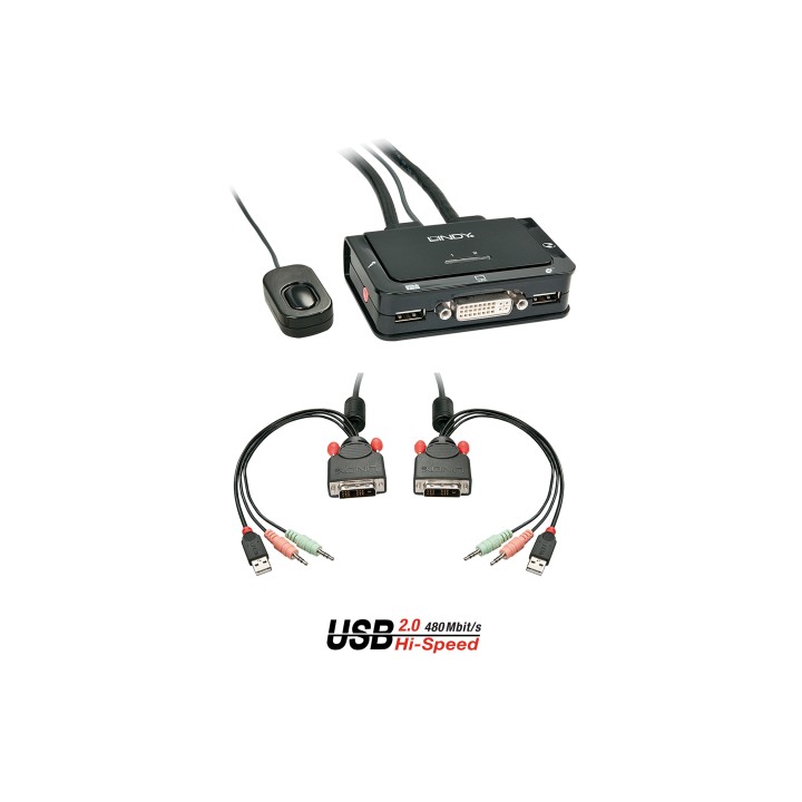 Lindy 42341 interruptor KVM Negro