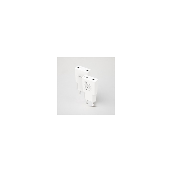 Nanocable Cargador 2xUSB-C/PD 30W, Blanco