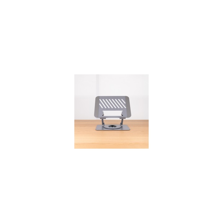 TooQ Soporte Elevador con rotación 360° y ajustable, para dispositivos de 11”-17”, Color Gris Oscuro