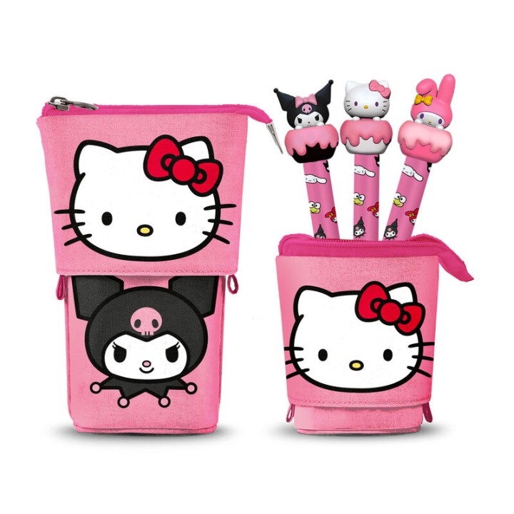 Portatodo + 3 boligrafos borrables Hello Kitty
