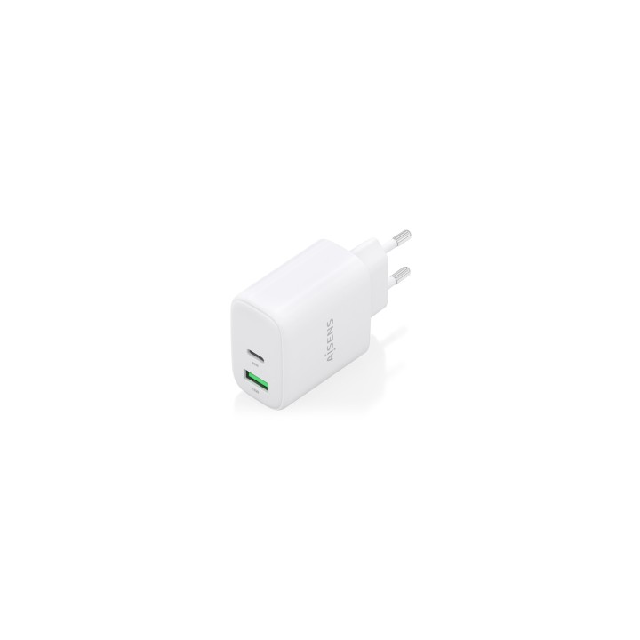 AISENS Cargador GaN 45W, 1xUSB-C PD3.0 QC4.0, 1xUSB-A QC3.0, Blanco