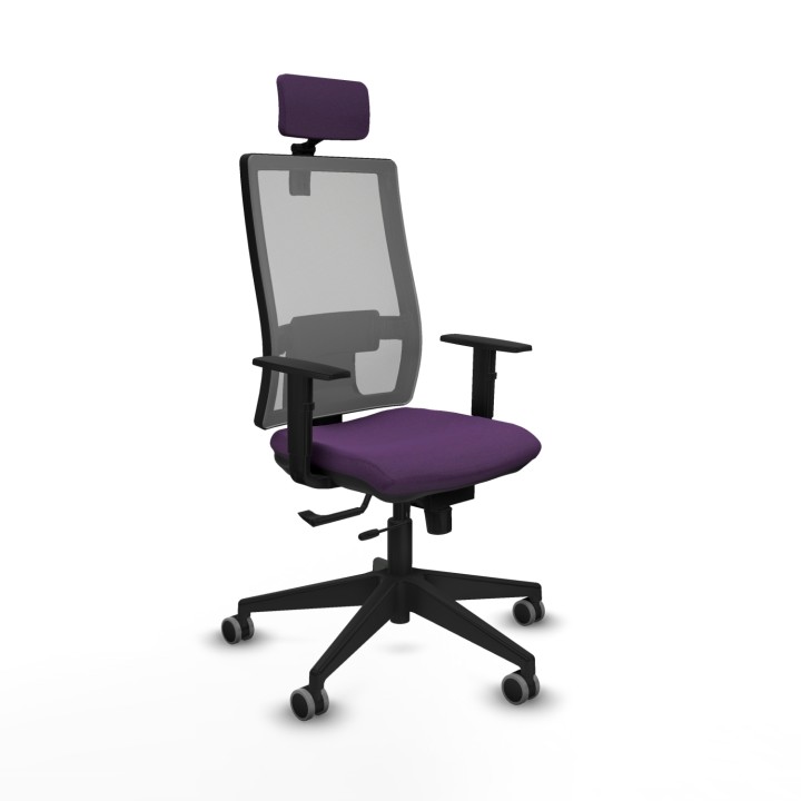 Piqueras y Crespo Horna traslack malla gris bali morado brazos 1D base piramidal cabecero 2D ruedas 65mm engomadas