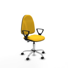 Piqueras y Crespo Algarra CP similpiel amarillo brazos fijos base cromada ruedas engomadas 50mm