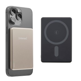 Intenso MW5000 Batería Externa Magnética 5000 mAh – Compatible con MagSafe, Carga Inalámbrica 15W, USB-C PD 20W, Delgada y