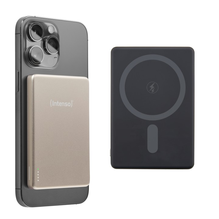 Intenso MW5000 Batería Externa Magnética 5000 mAh – Compatible con MagSafe, Carga Inalámbrica 15W, USB-C PD 20W, Delgada y