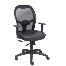 Piqueras y Crespo Silla Jorquera traslack malla negra asiento similpiel negro brazos regulables