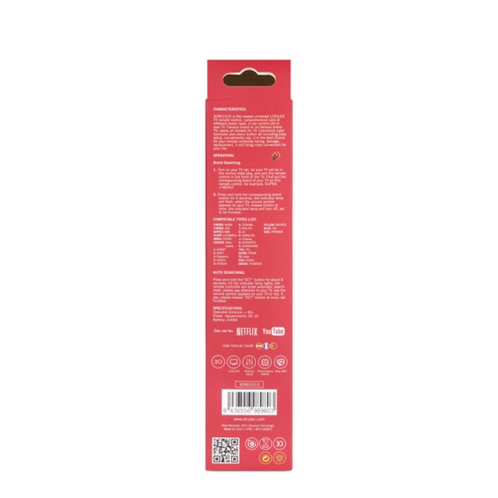 DCU Advance Tecnologic 30901010 mando a distancia IR inalámbrico TV Botones