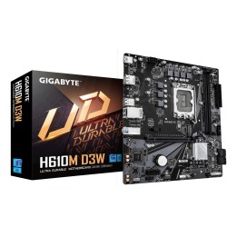 GIGABYTE H610M D3W Placa Base - Compatible con procesadores Intel Core de 14ª generación, VRM de 5+1+1 fases, hasta 5600MHz