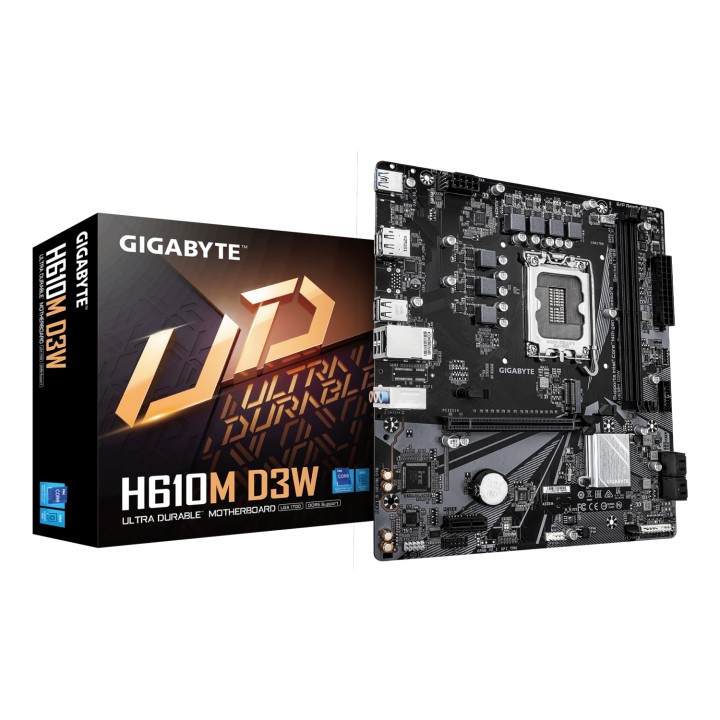 GIGABYTE H610M D3W Placa Base - Compatible con procesadores Intel Core de 14ª generación, VRM de 5+1+1 fases, hasta 5600MHz